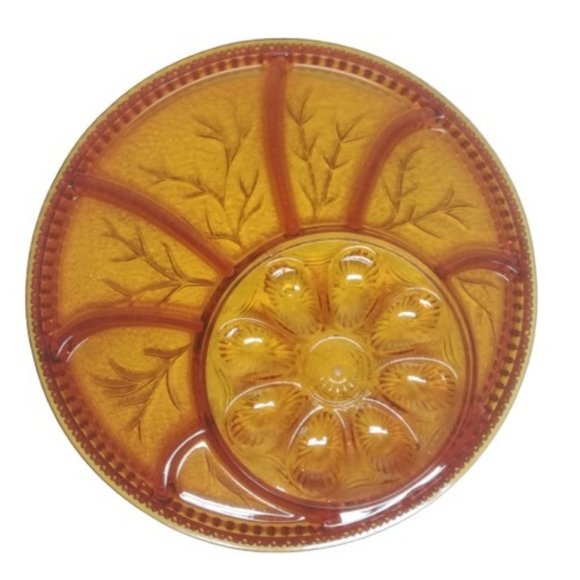 Vintage Amber Egg & Hor d'oeuvre Plate - Picture 1 of 5